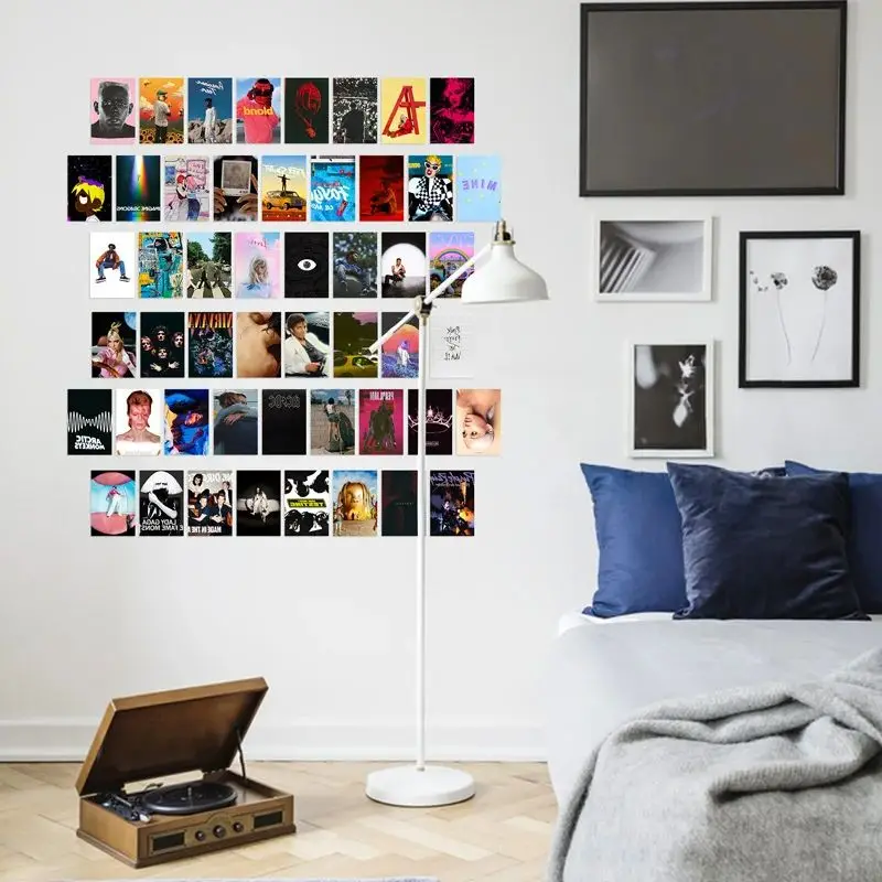 50Pcs Vintage Music Album Wall Collages Aesthetic Kit Postcards Dorm Room Decor Hiphop Art Pictures Posters Musical Post Cards