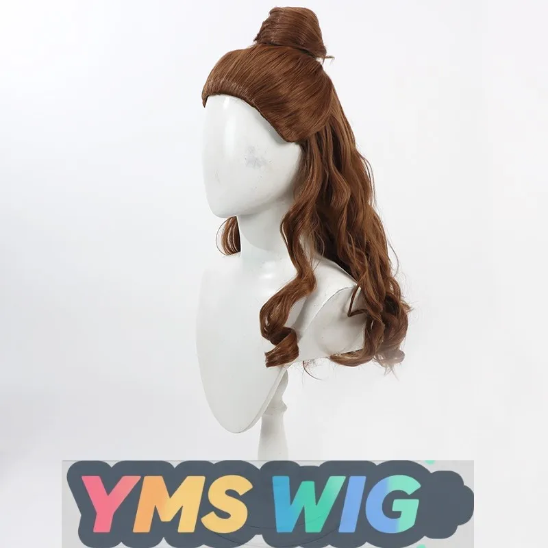 【MES WIG】 Belle et la bête Belle princesse Cosplay perruque Belle cheveux bouclés bruns perruque fendue