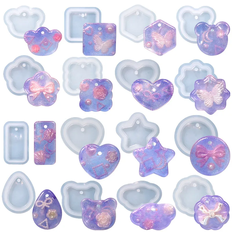 Sand-free single butterfly heart-shaped pendant key chain silicone mold DIY lovely jewelry making pendant UV epoxy resin mold