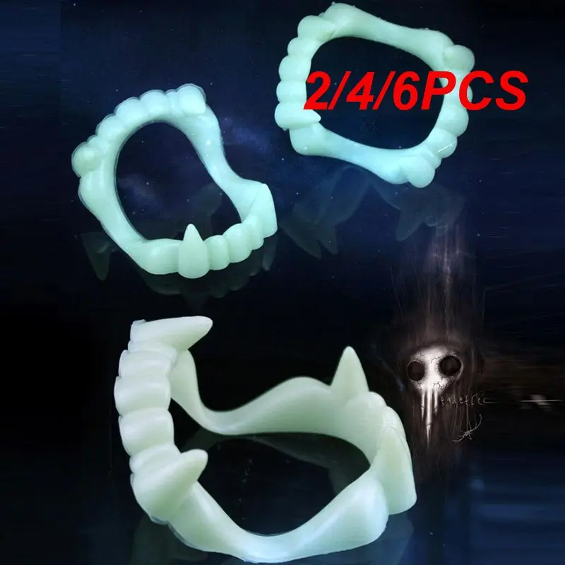 2/4/6PCS Halloween Realistic False Teeth Comfortable Spooky Durable Vampire Fangs Trick Or Treating Trending Fangs Easy To Use