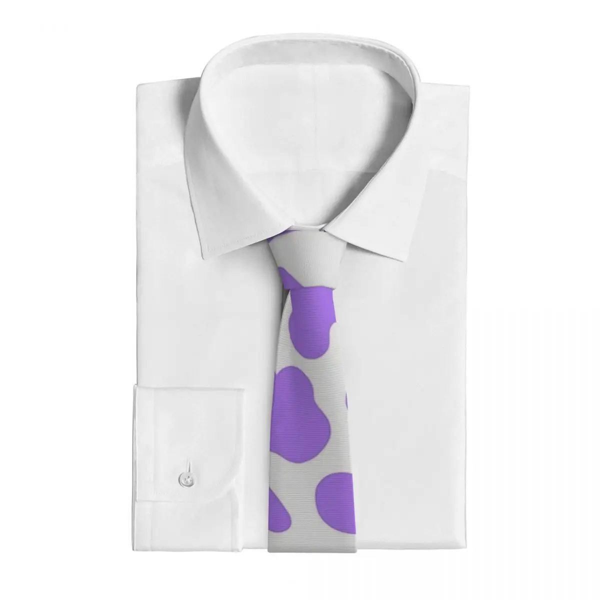 Purple Cow Hide Print Pattern Necktie for Men Silk Polyester Slim Neck Ties Party Accessories Tie Classic Gravatas