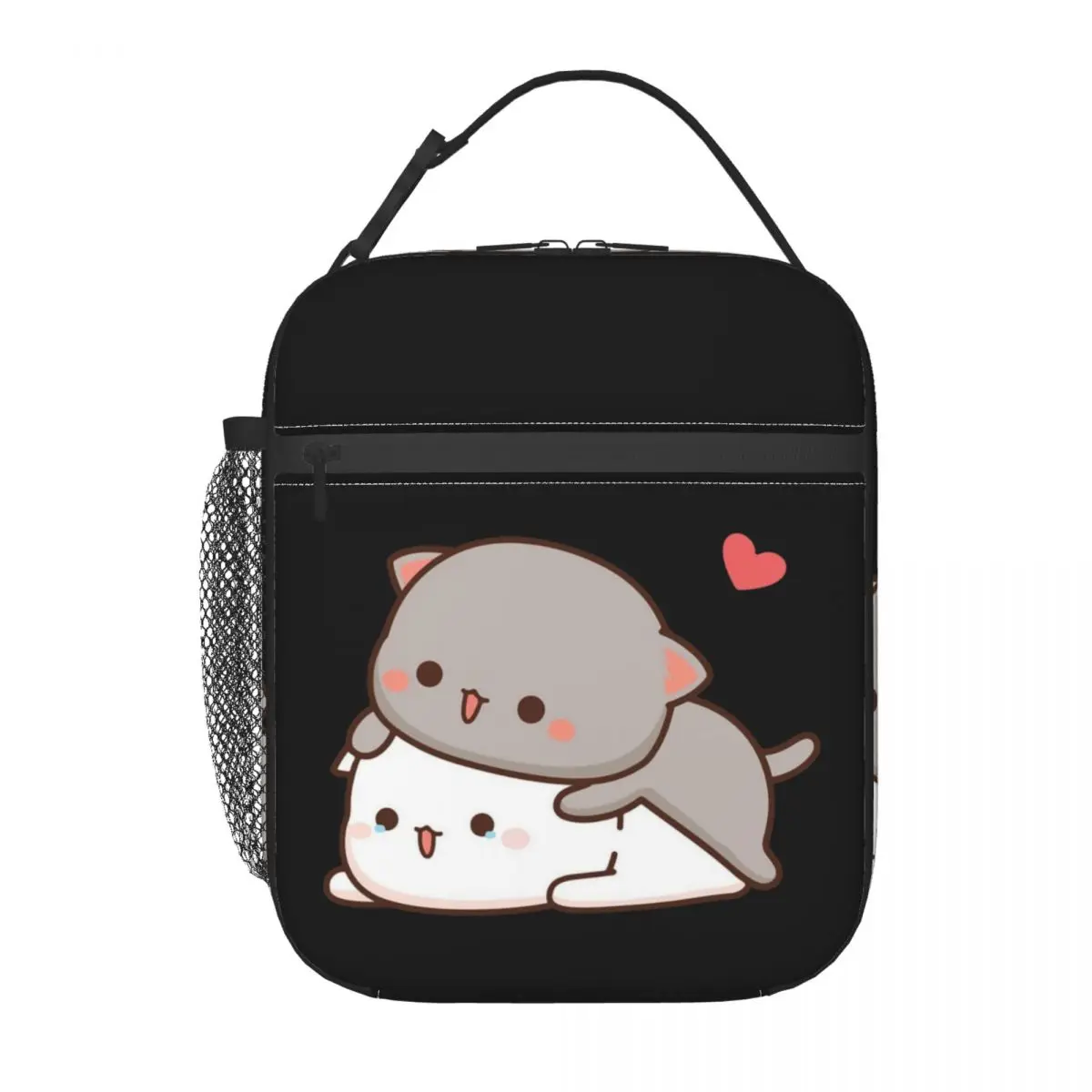 Custom Peach And Goma Portable Lunch Box Leakproof Cartoon Couple Mochi Cat Cooler Thermal Food Insulated Lunch Bag Kids School