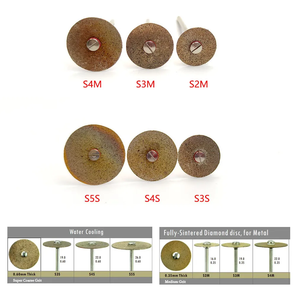 Dental Full Sintered Diamond Disc For Metal Water Cooling Medium/Super Coarse Grit 16-26mm Dentistry Grinding Head Lab Tools