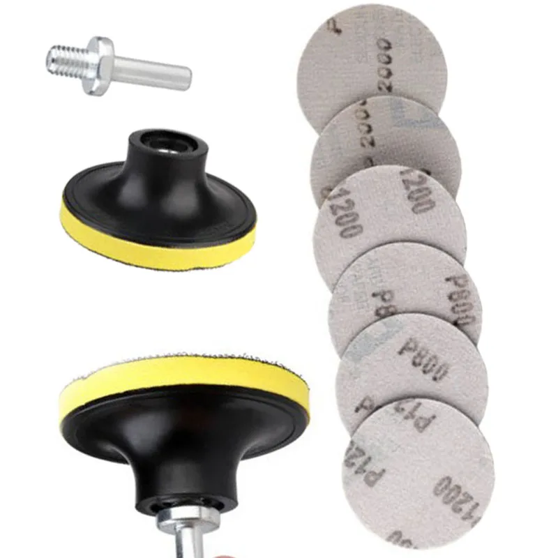 Practical Useful Polishing wheel Smoothing Woodwork 800 1200 2000 Grit Backer Mandrel Pads Sander Sanding disc