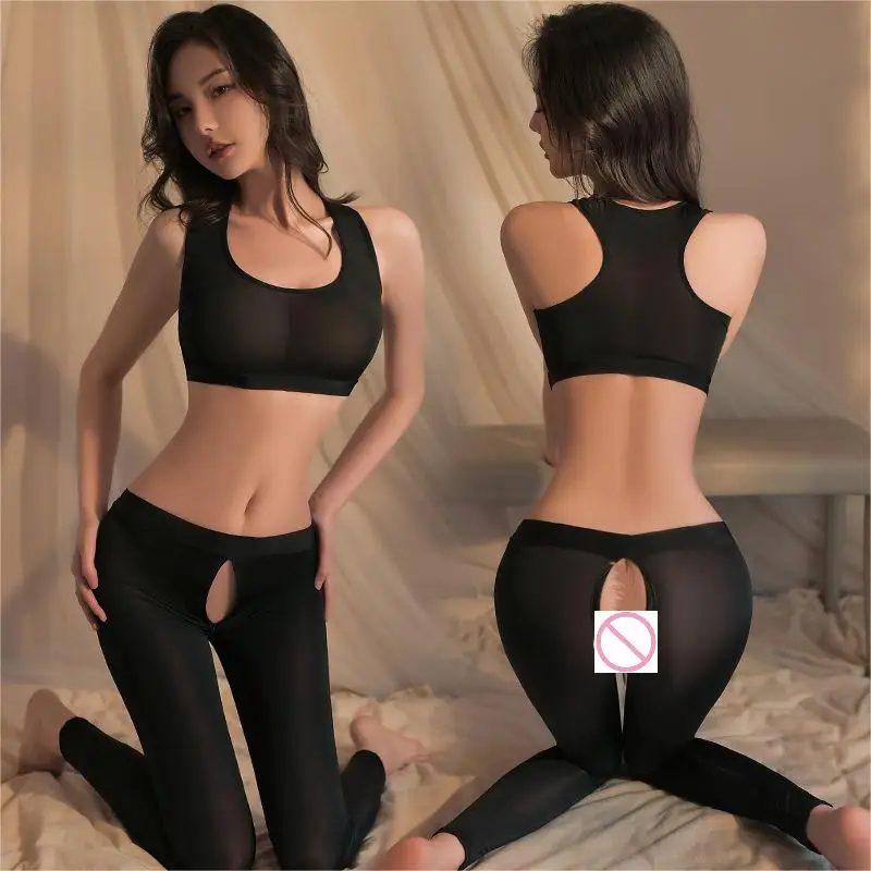 Outdoor Sex Set Wild Sexy Lingerie Slim Fit Yoga Open Crotch Pants Cosplay Coach Uniforms Exotic Costume Sex Games Women Outfit