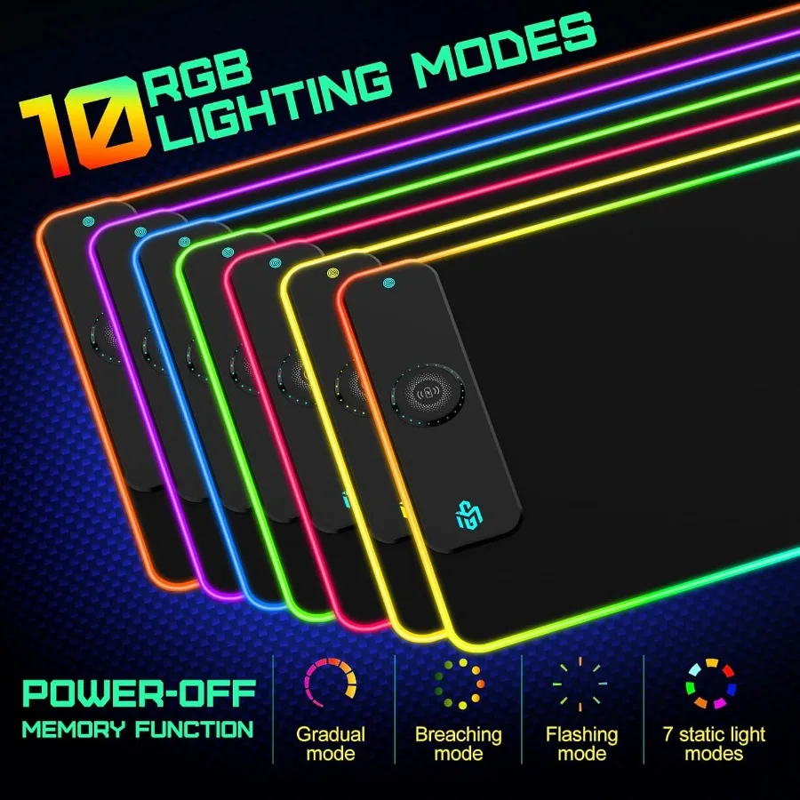 شحن لاسلكي RGB لوحة ماوس الألعاب 15 واط LED ماوس حصيرة 900x400x4 مللي متر 10 طرق الضوء اضافية كبيرة ماوس قاعدة مطاطية غير قابلة للانزلاق Compu