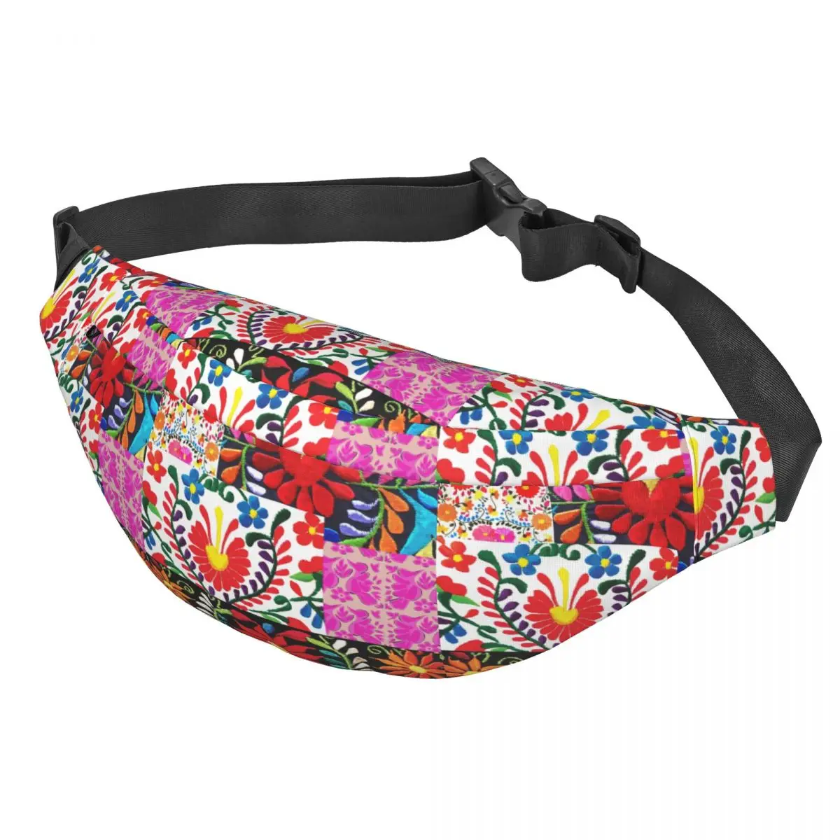 Custom Mexican Flowers Fanny Pack Men Women Sling Crossbody Waist Bag for Traveling Phone Money Pouch