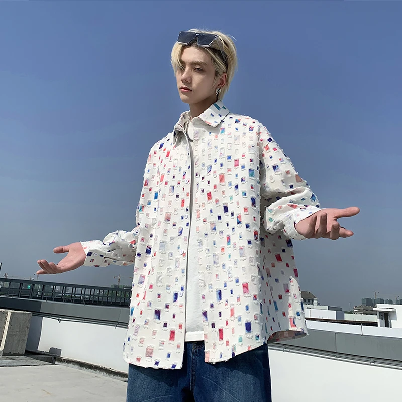 

Men's Long Sve irt Coat Casual Thin Plaid Spring Autumn Outerwear Breathable Moisture ng Stand Thin Flip Co...