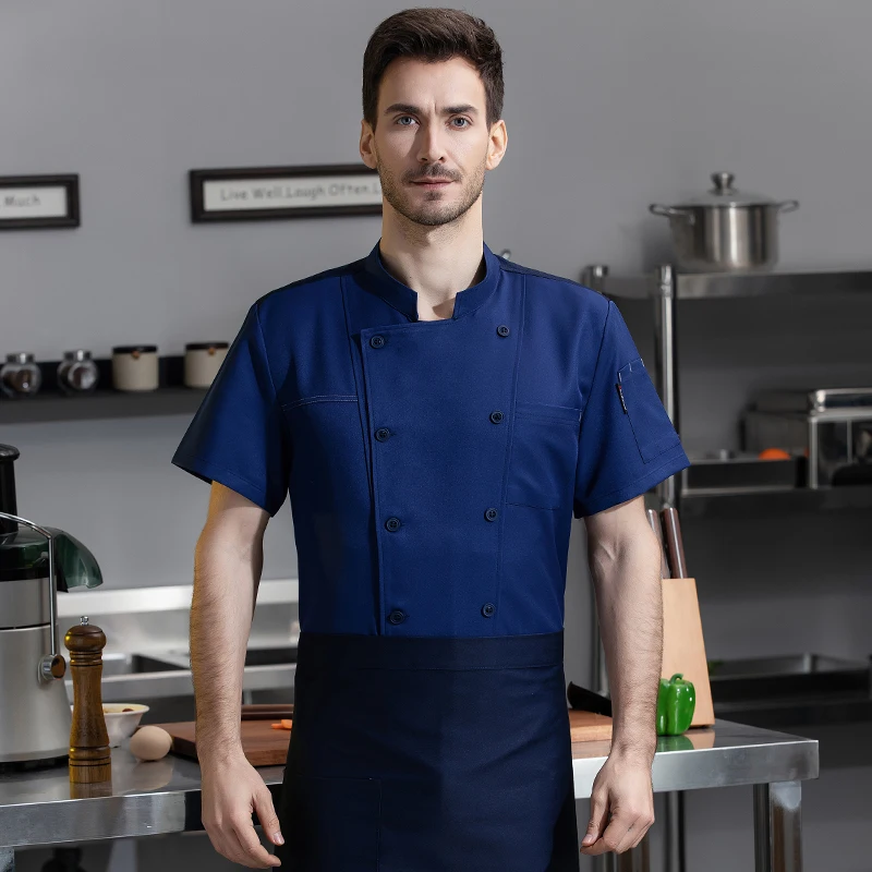 Camisa de Chef para restaurante de Hotel, uniformes de trabajo de Chef de manga corta, ropa de cocinero, traje de cocina profesional para hombre, transpirable, verano