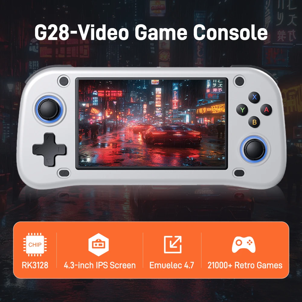 G28 Retro Game Console With 21000+Retro Games RK3128&DDR3 4GB Multiplayer Retro Game Handheld For FC/GBA/PS1/PSP 4.3''IPS Screen