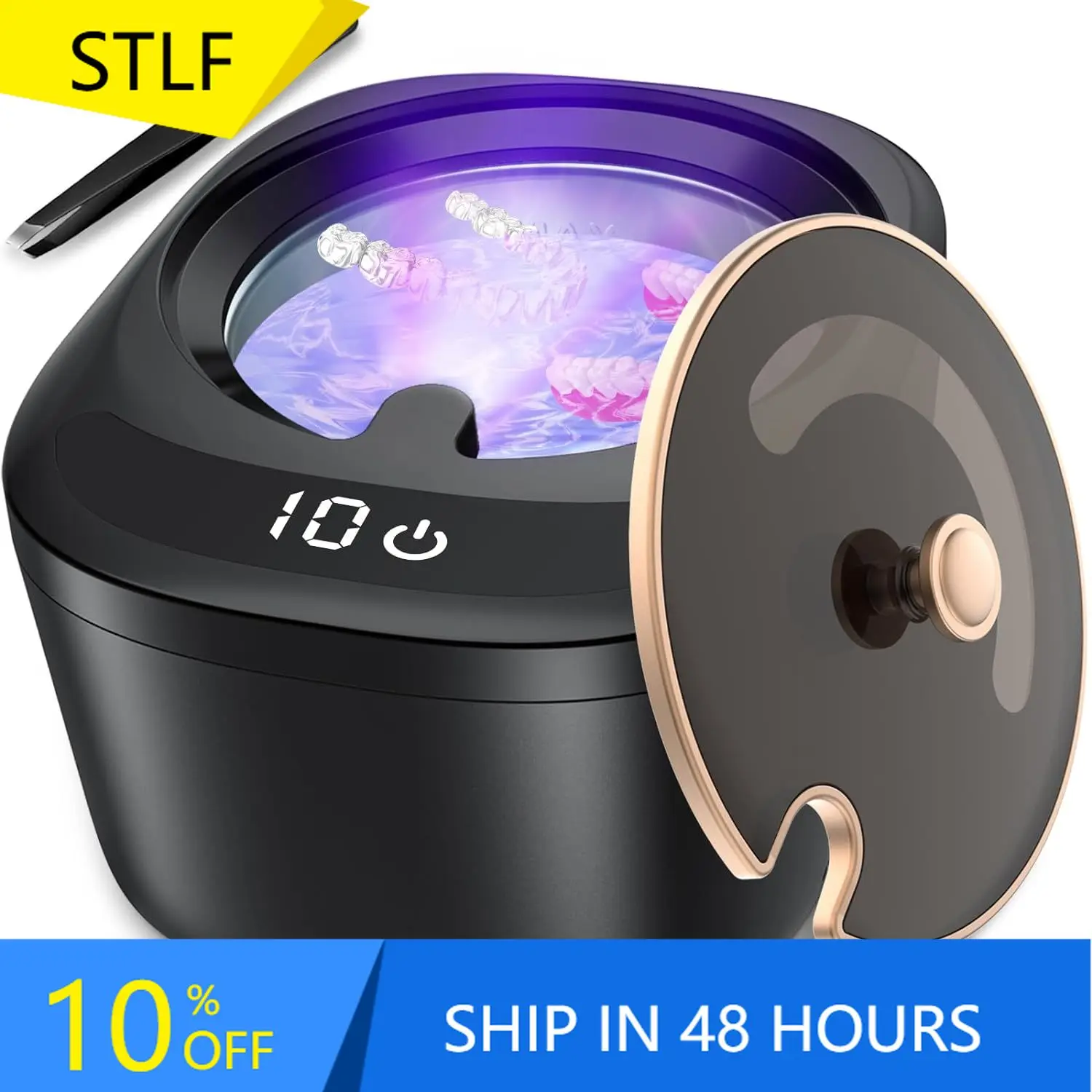

STLF OEM Mini 45 KHZ Jewelry Mouth Guard Denture UV Retainer Ultrasonic Cleaner Home Use
