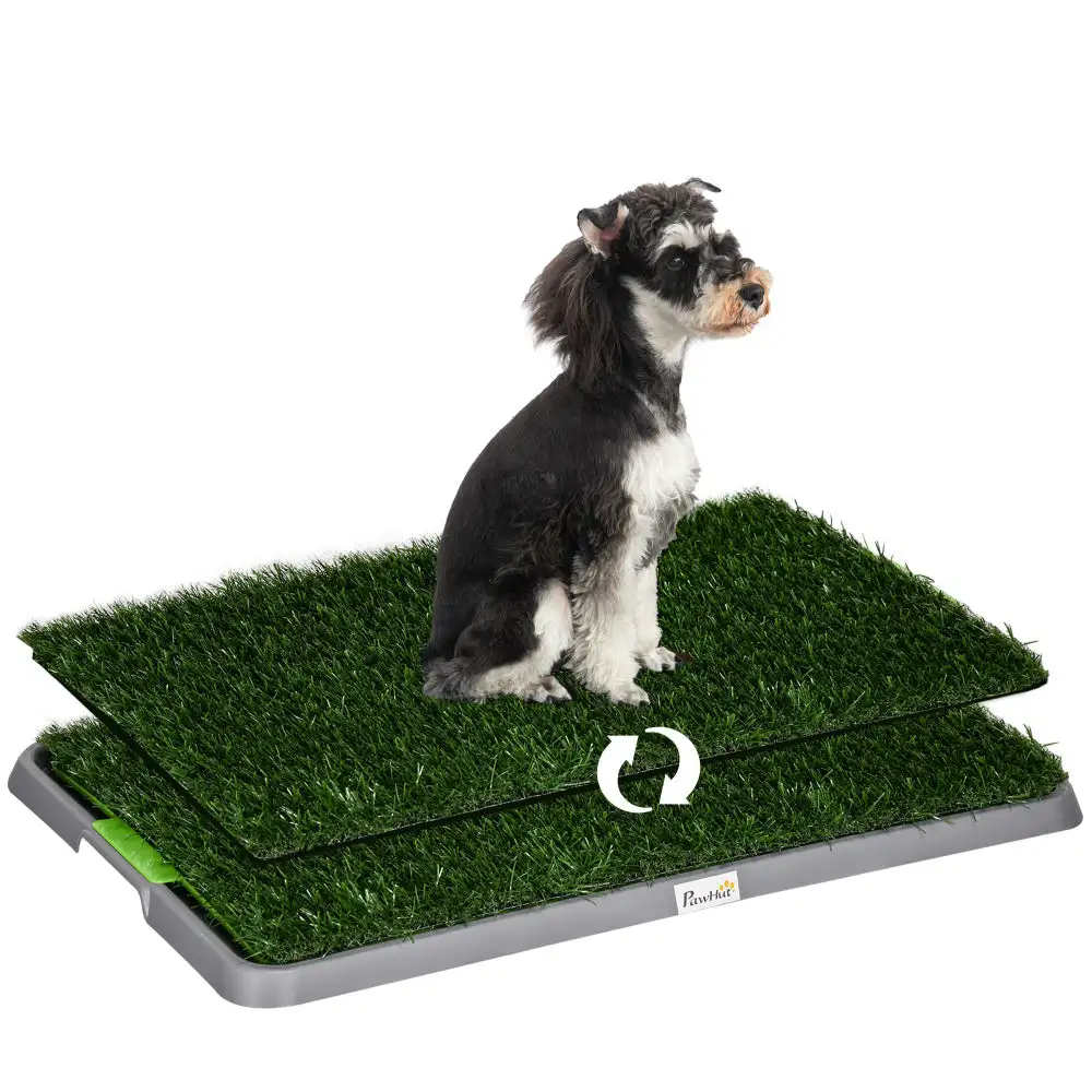 

PawHut Dog Grass Pad with Tray, 26″ x 16″, Grass Pad for Potty Training Dogs, 2 Pack of Artificial Washable Grass Pee Pads for