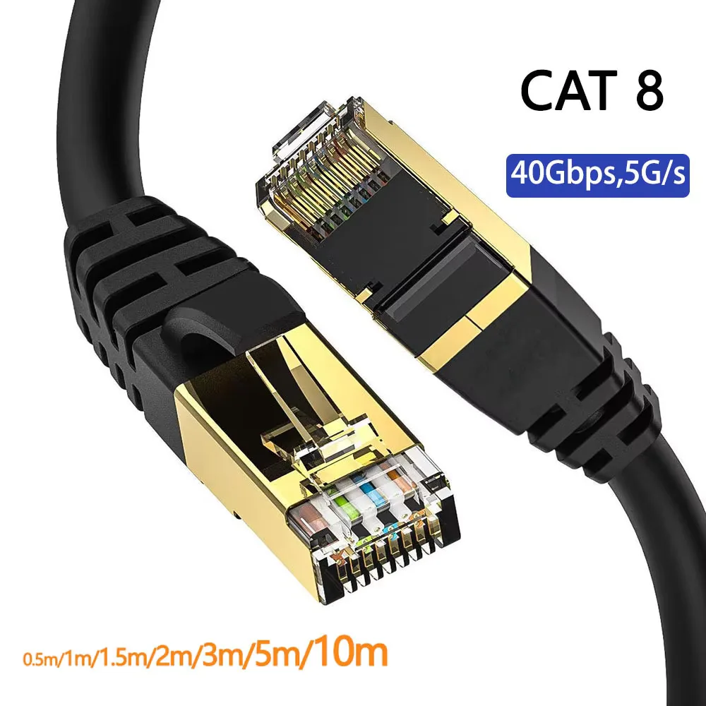 Cat 8 Ethernet Cable LAN Network Cat8 Rj45 Speed Network Cable 40Gbps 2000Mhz 26AWG 1m 2m 3m 5m 10m 20m For Router Modem