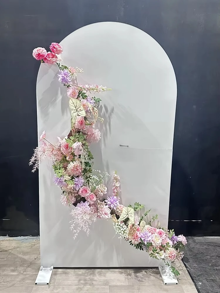 

Wedding event decoration white metal welcome sign background flower box wedding photo wall background