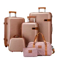 6-Piece Luggage Set: 20/24/28 Inch TSA-Approved Carry-On Suitcase +12Inch Vanity Case+Handbag+Clutch For Vacation Trip 6