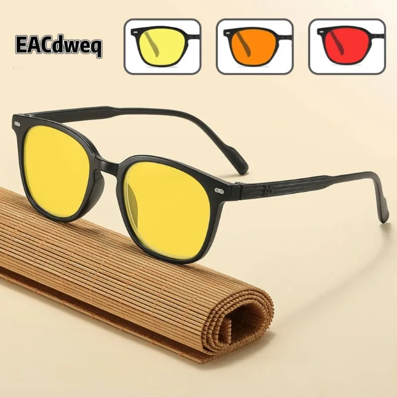 Yellow Lens Night Vision Glasses Round for Men Women Ultralight Blue Light Blocking Eye Protection Eyewear Driving Sunglasses
