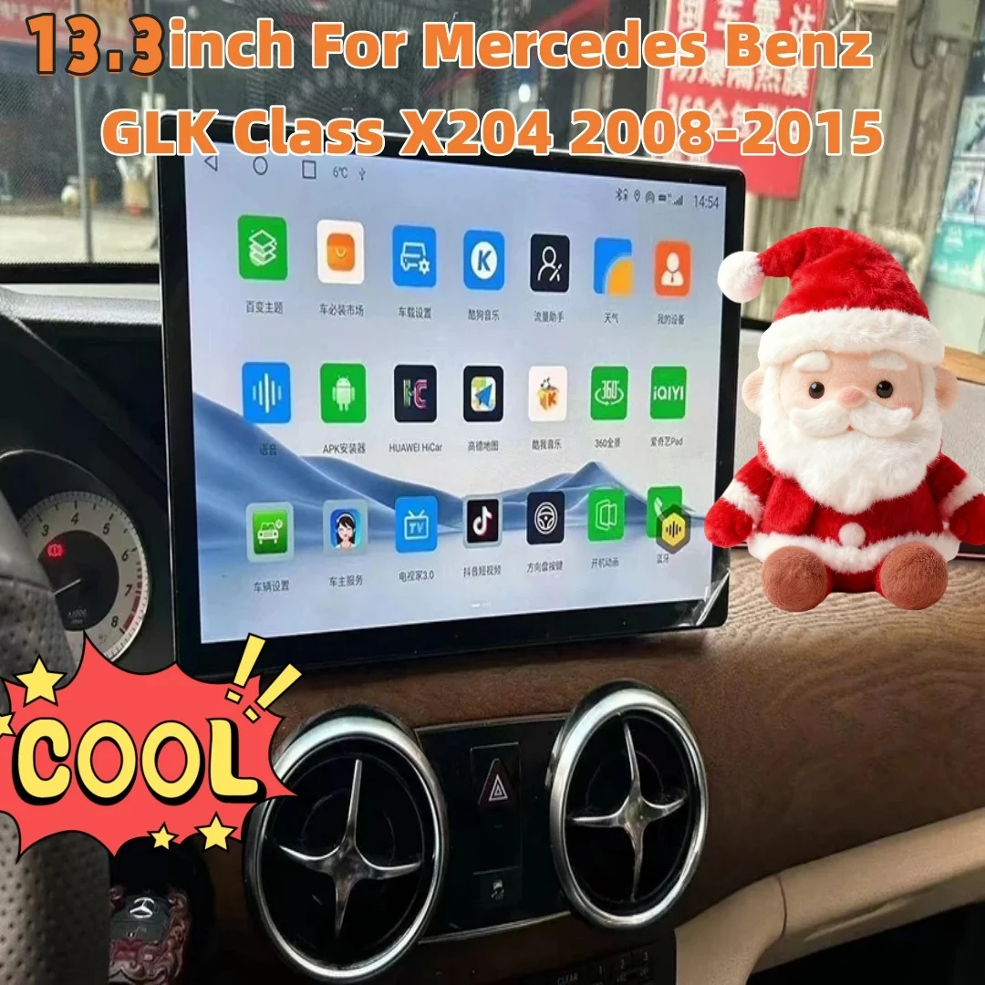 13.3inch Android Radio CarPlay BluetoothStereo For Mercedes Benz GLK Class X204 2008-2015 Multimedia Player Navigation GPS Audio