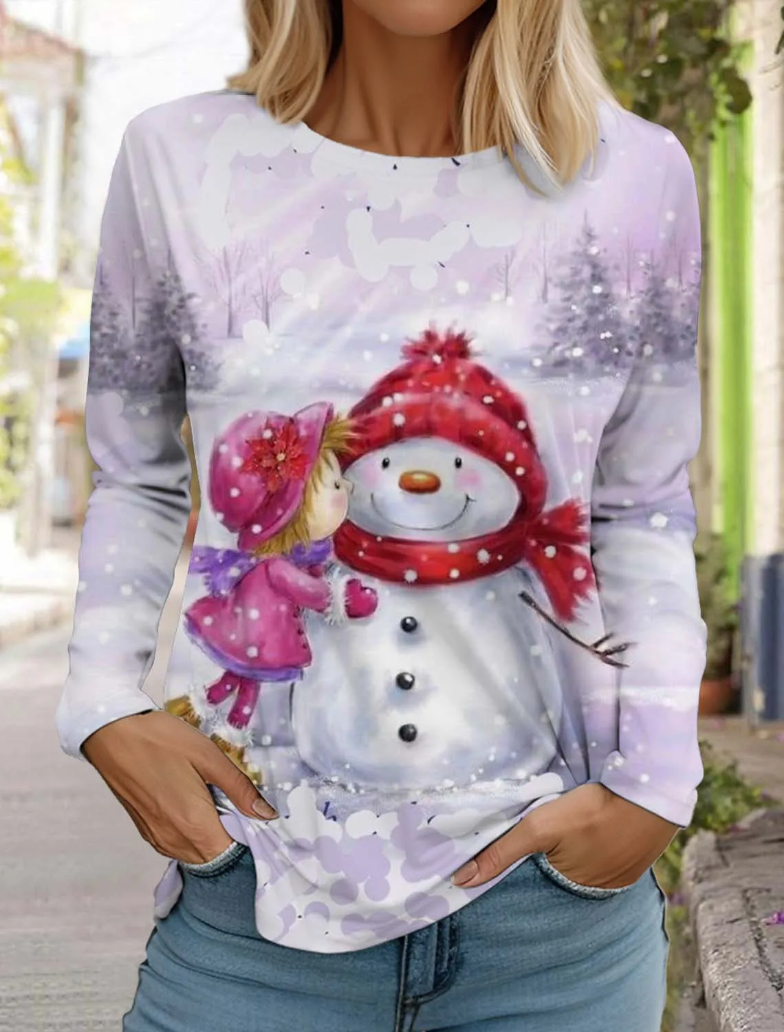 Christmas Snowman Women\'s Long Sleeve 3D Pattern T Shirt Bear Autumn Fashion Santa Claus Women\'s Top Harajuku Pullover Clothing
