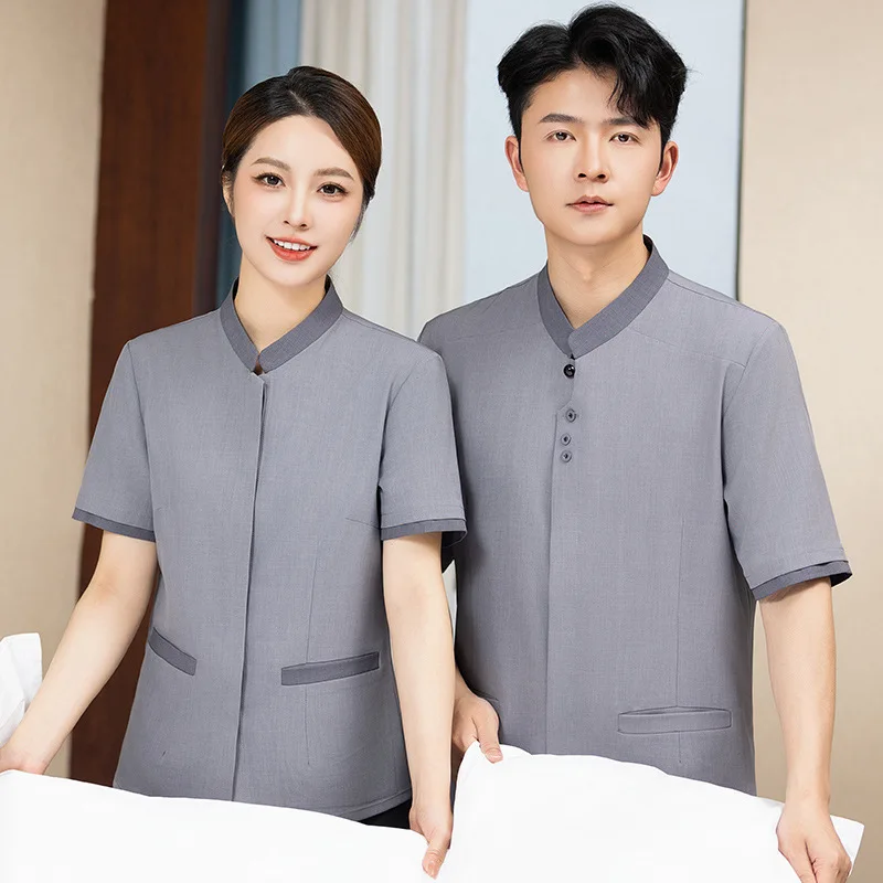 Hotel quarto de hóspedes propriedade shopping limpeza pessoal uniforme manga curta limpeza tia conjunto uniforme de limpeza para homem e mulher