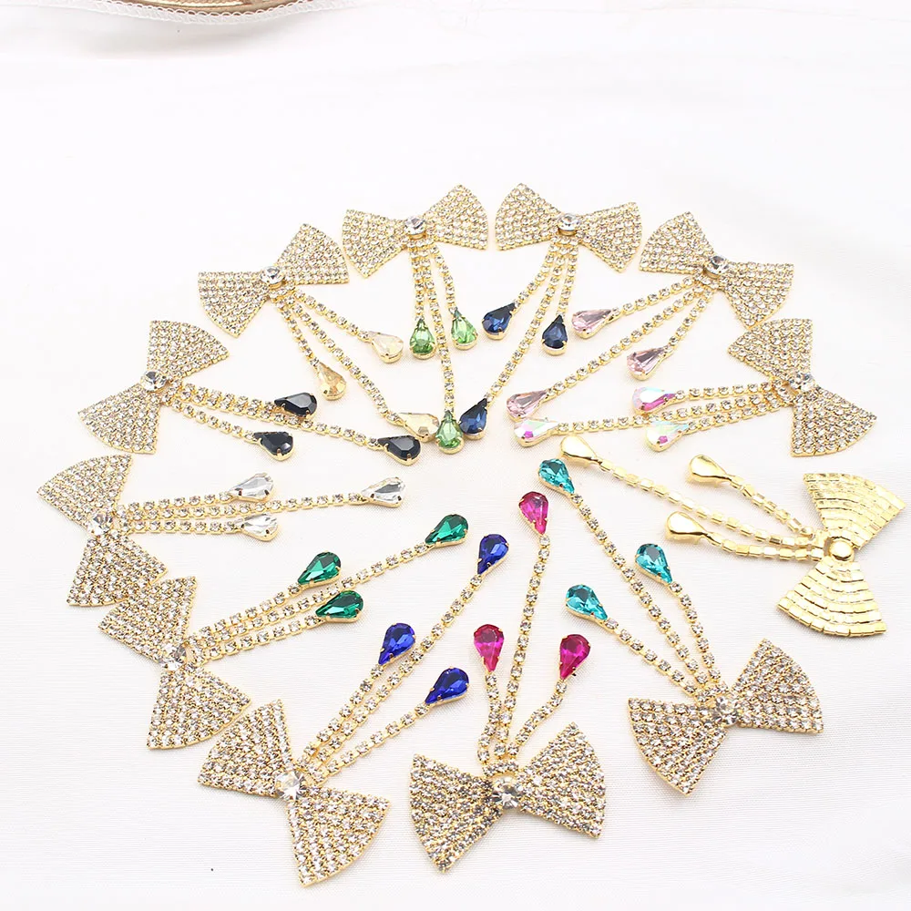 2 pieces of multi-color butterfly rhinestone flat bottom pendant glass DIY exquisite clothing accessories hair accessories brooc