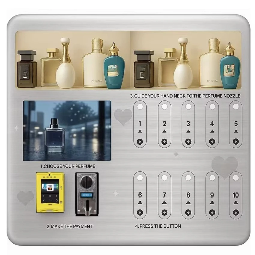 Mini multi brand perfume display cabinet retail automation non-contact perfume spray vending machine