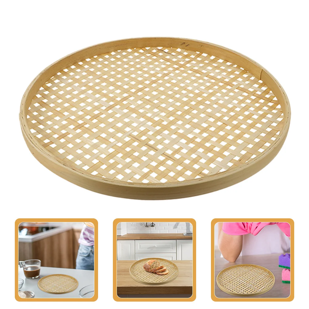 2 Pcs Bamboo Sieve Multipurpose Basket Woven Colander Vegetable Fruit Colander for Home Household Storage Chinese Weaving