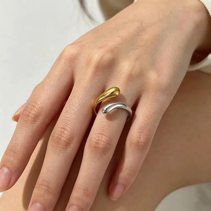 Trendy Minimalist Water Drop Ring Gold Silver Assorted Tarnish Resistant Jewelry for Women Daily Accessory