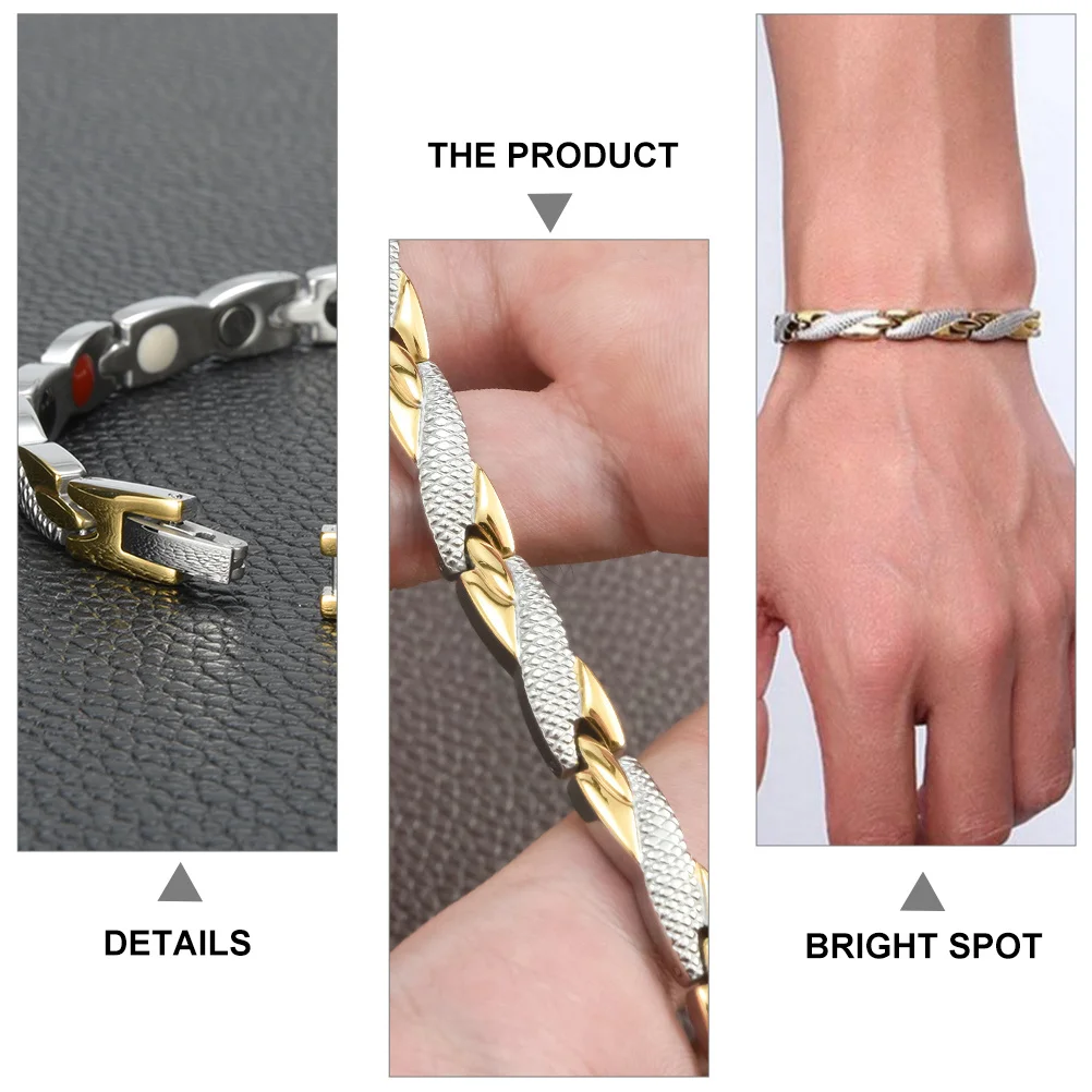 

Magnetic Therapy Titanium Steel Bracelet Arthritis Pain Relief Wristband Unique Simple Design for Men Women Magnetic Bracelet
