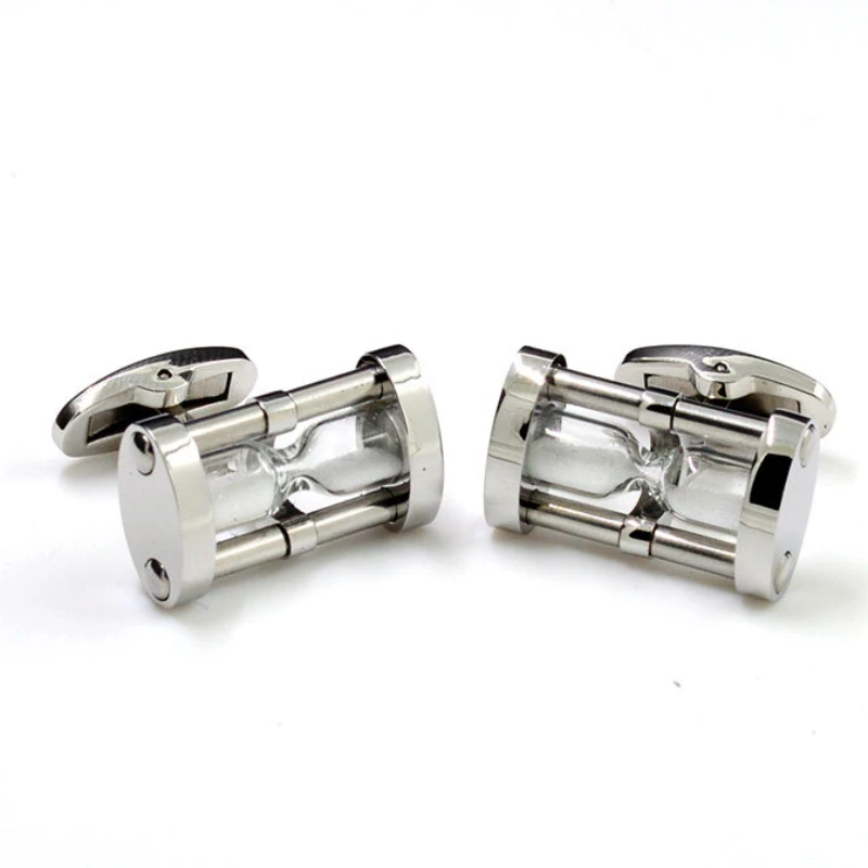 New Stainless Steel Hourglass Style Cufflinks Trendy Men's Wedding Party Clothing Accessories French Shirt Buttons Friend Gifts