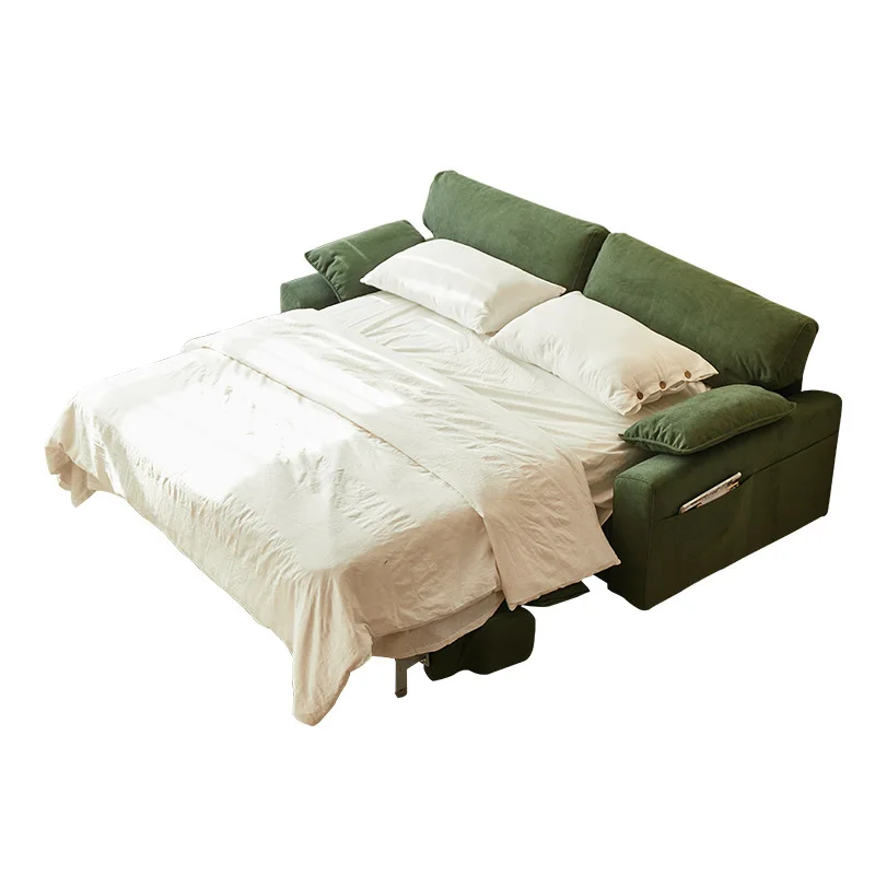 &Retro Fleece Apartment Two-in-One Living Room Small Space Foldable Flip Study Room Twin Sofa Bed with Mattress