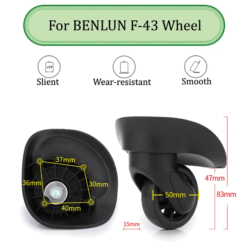 

For BENLUN F-43 Black Universal Wheel Trolley Case Wheel Replacement Luggage Pulley Sliding Casters Slient Wear-resistant Repair