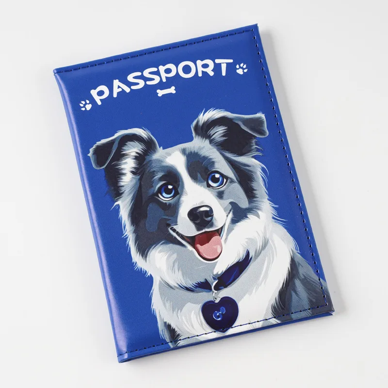 Cute Cartoon Kitten and Dog Passport Holder Simple ID Card Holder Passport Cover Plane Tickets Bank Cards Holder Gift for Child