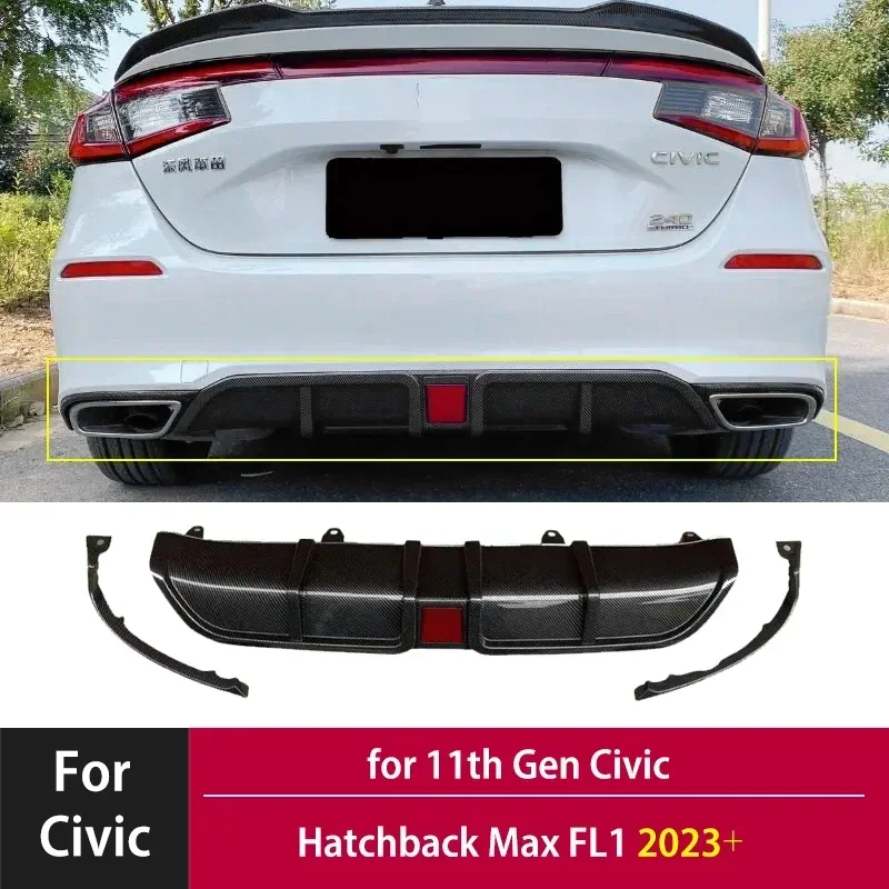 Rear Bumper Diffuser Lip Spoiler for 11th Gen Honda Civic Hatchback Max FL1 2023+ Guard Protector Cover BodyKit Auto Accessories