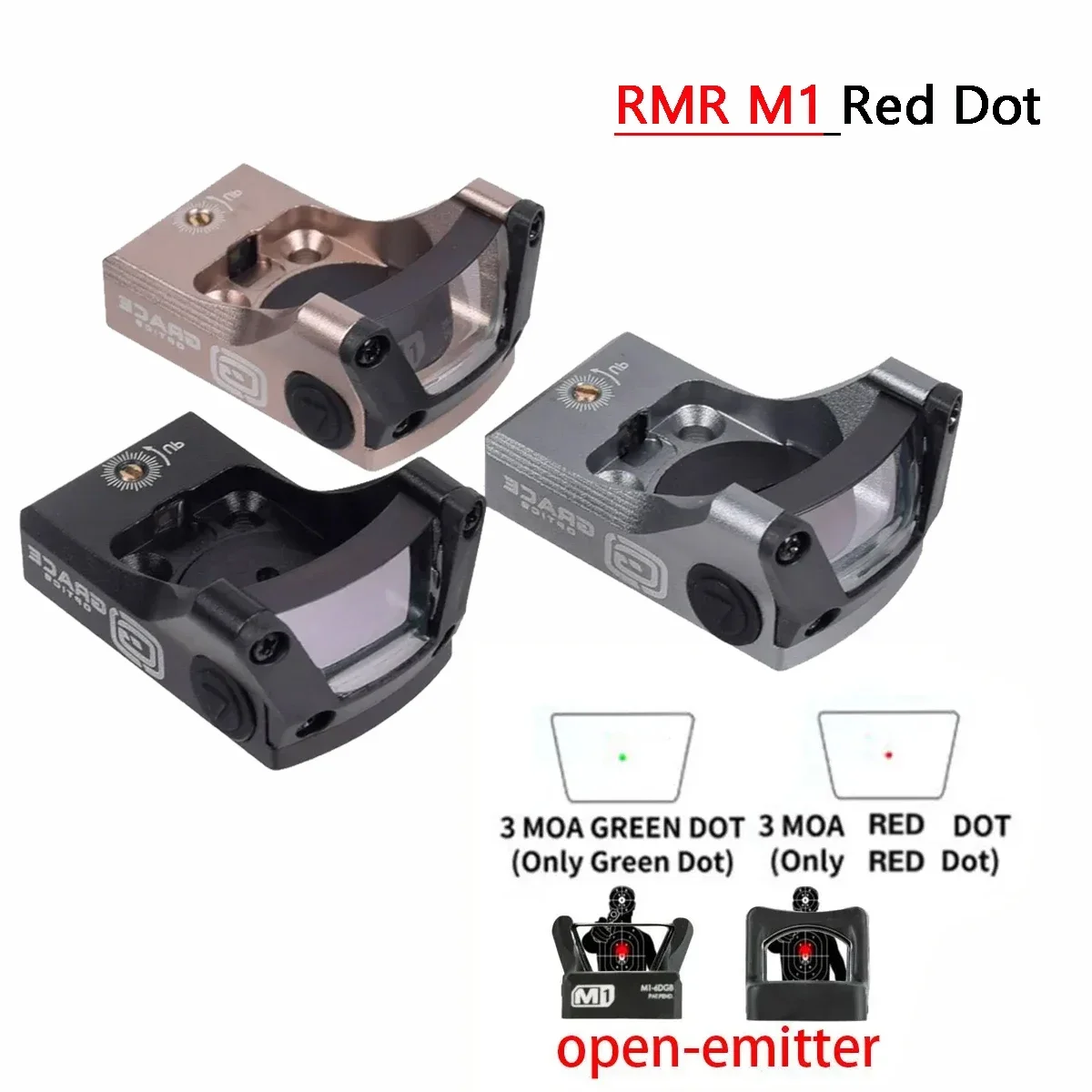 

Tactical M1 RMR 3MOA Red Green Dot Sight Scope Pistol Glock 1913 Mount Handgun Rapid 20mm Picatinny Rail Riflescope