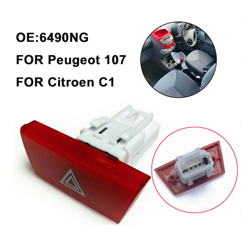 Warning Hazard Light Emergency Button Switch For Citroen C1 Peugeot 107 Toyota Aygo 6490NG