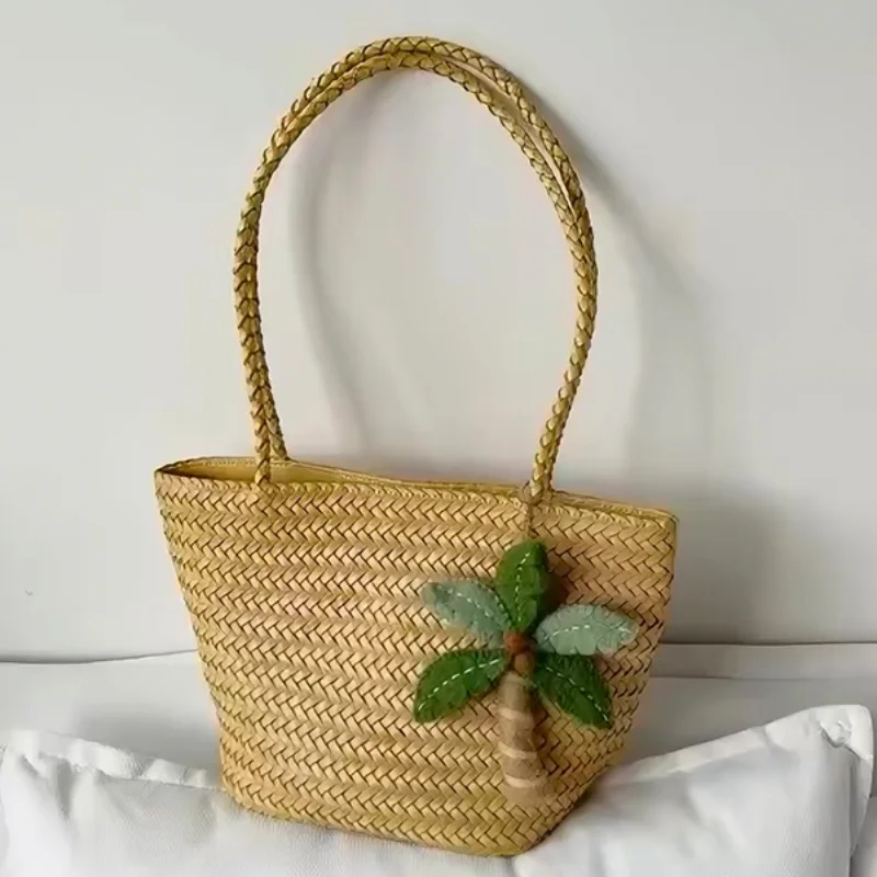 

Solid Color Woven сумка женская летняя,korean Niche Design Trendy High End Minimalist Tote Bag,large Capacity Vacation Beach Bag