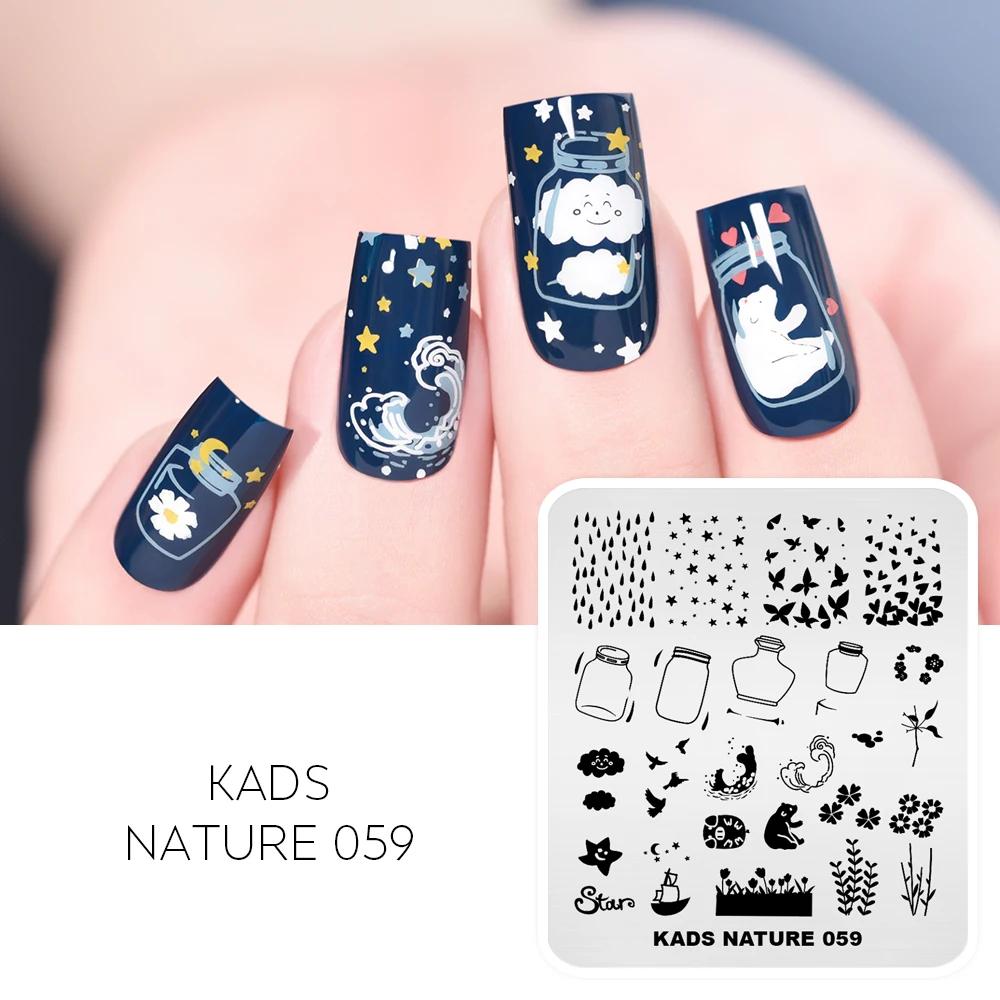 KADS Nail Stamping Plates Cartoon Stamps Templates Flower Cute Girl Nature Summer Chinese Design Nail Art Stamp Stencils Tool