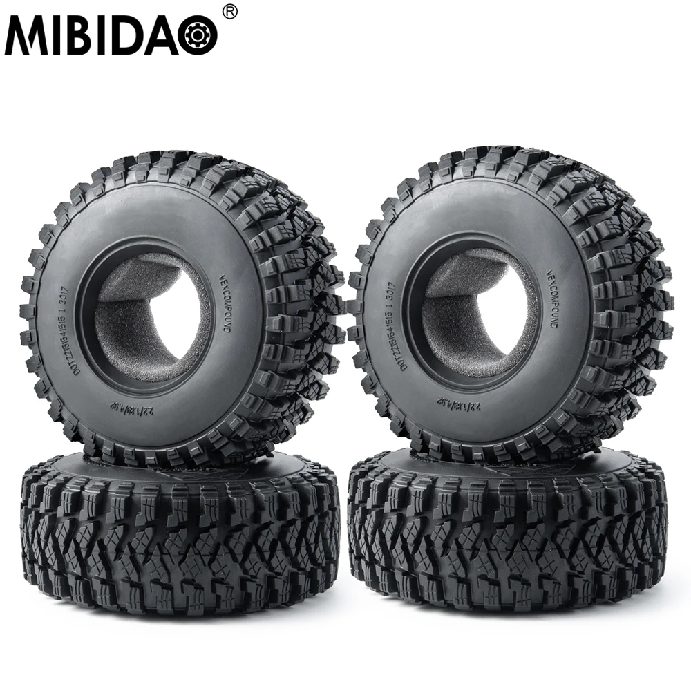 

MIBIDAO 4Pcs 125x50mm Rubber Rocks Tyres 2.2" Wheel Tires For 1/10 Axial SCX10 90046 TRX4 D90 RR10 Wraith RC Crawler Car