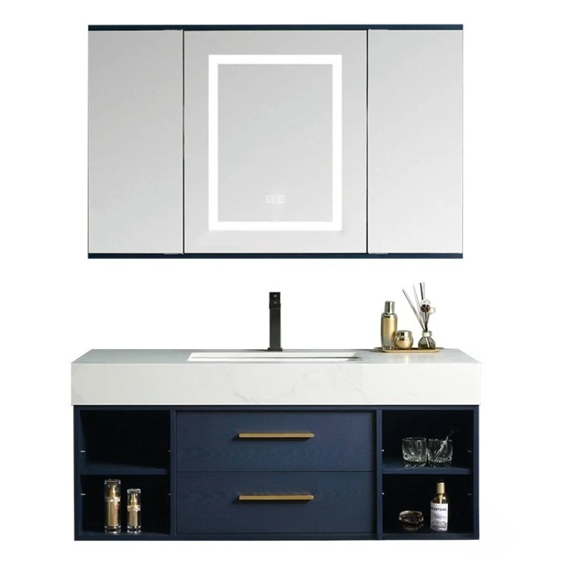 

Light luxury rock slab bathroom cabinet combination