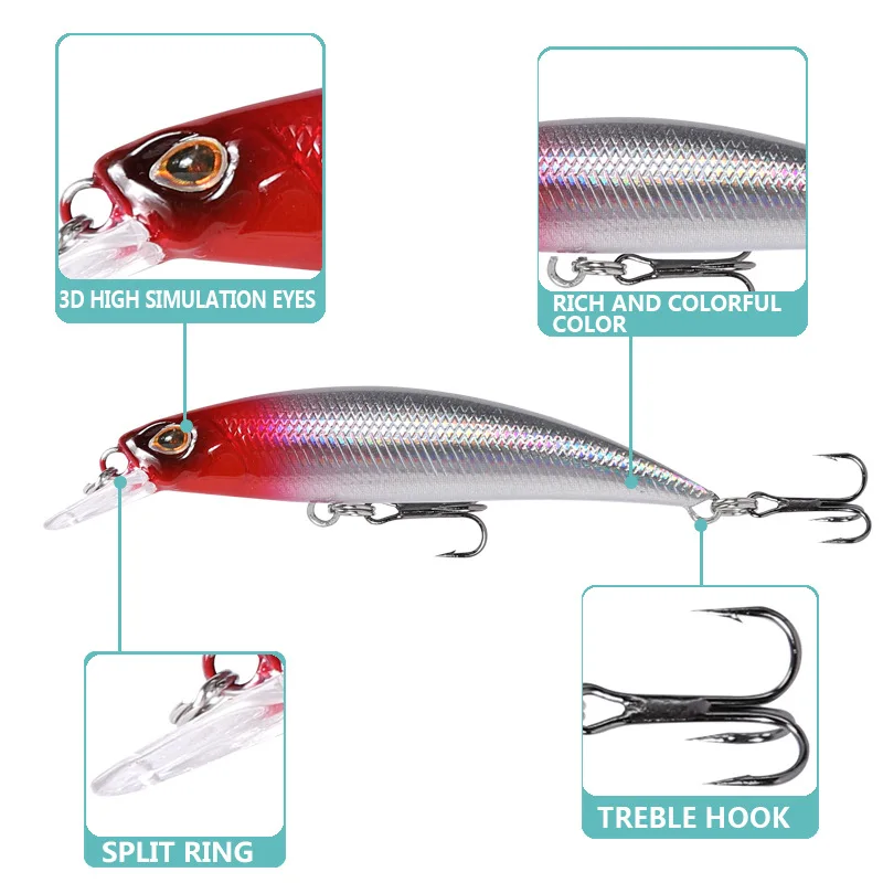 1PCS Fishing Lure Minnow Crankbait Hard Bait 70mm/10g Artificial Jig Wobblers Crankbait Fishing Bait Perch Carp Fishing tackle