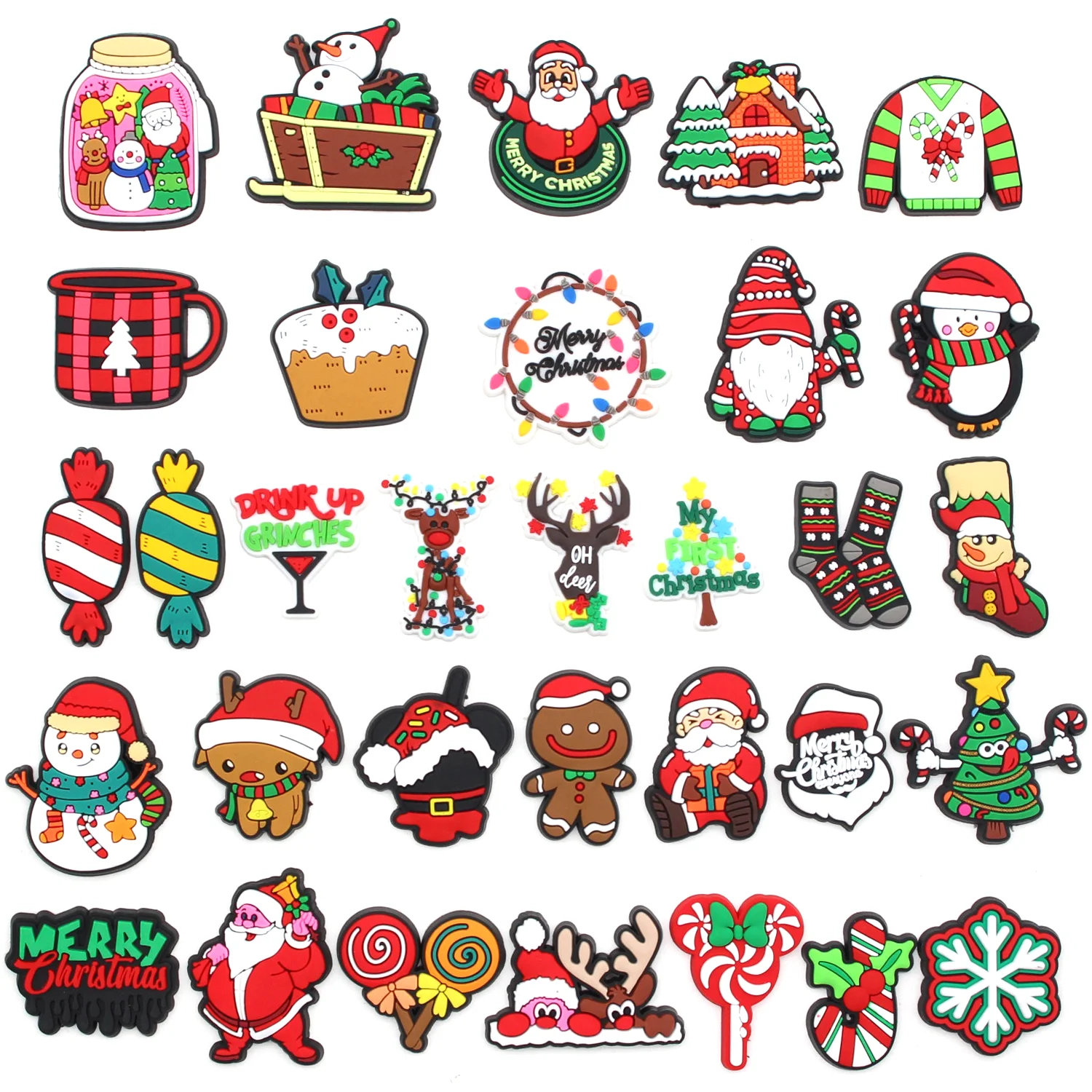 Hot 1pcs Cute Christmas Series Shoe Charms Cartoon DIY Garden Sandals Accessories Decorate Kids Girl Adult X-mas Festival Gifts