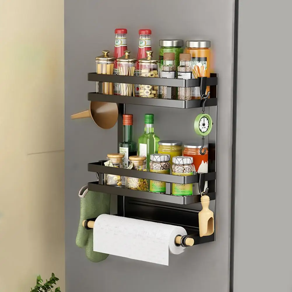 

Durable Steel Paper Towel Holder Magnetic Shelf Magnetic Refrigerator Shelf Paper Towel Holder Strong Load-bearing Kitchen