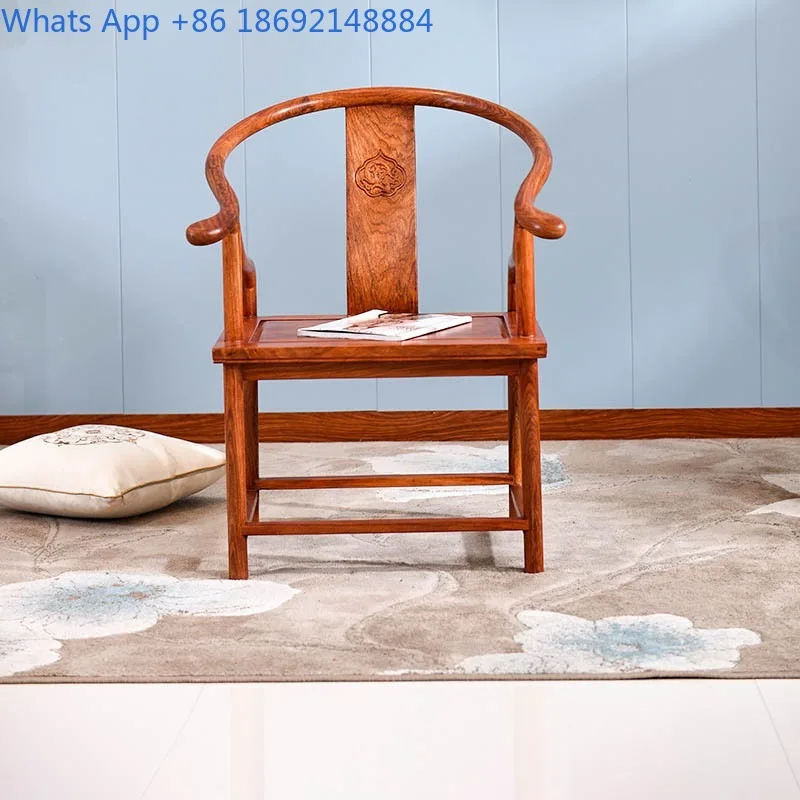 Mahogany  Chinese Style Taishi Chair Rosewood Round Chair Solid Wood Leisure Hedgehog Purple Sandalwood Official Hat Chair