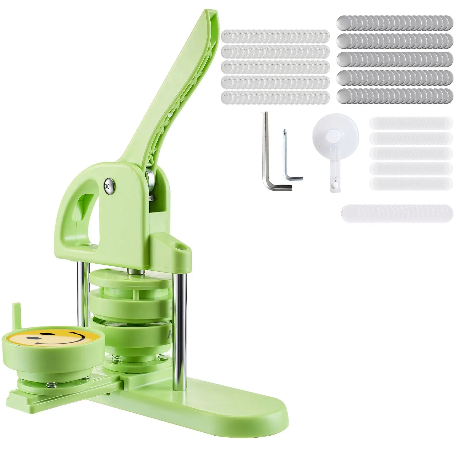 Button Maker Machine, 2.95 in, Plastic Pin Maker with 100pcs Button Parts, Circle Cutter and Magic Book, Reinforced Ergonomic Ha