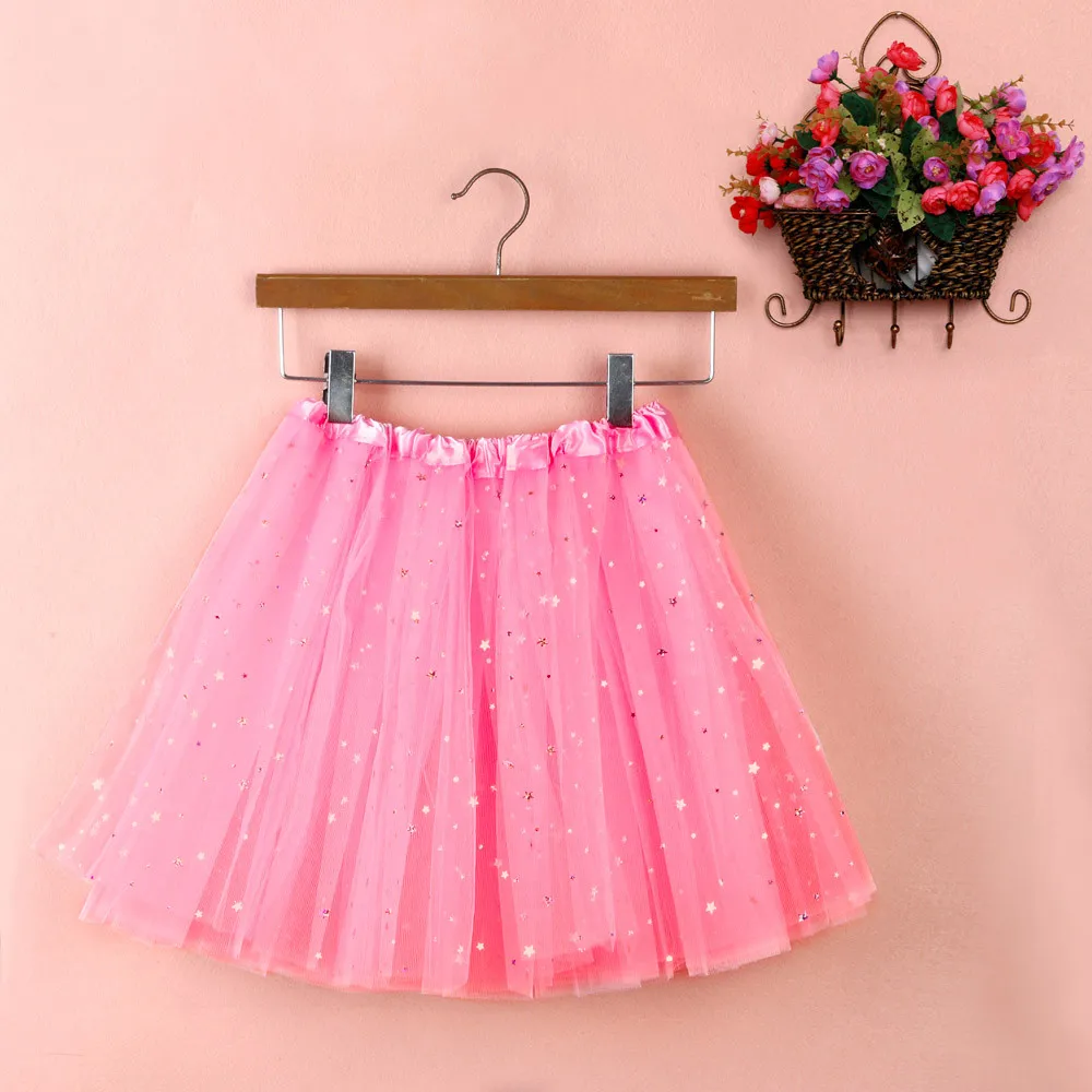 Ladies Star Sequin Mesh Fluffy Small Short Skirt Ballet Ball Dresses Solid Color Elastic Waist Half Bodies Skirts For Women