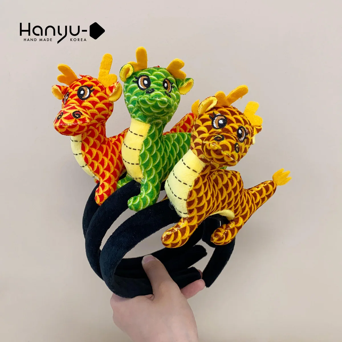 Bande de sauna dragon chinois pour enfants, 3 couleurs, dessin animé, beurre en peluche, performance sur scène, coiffure pour filles, accessoires pour cheveux