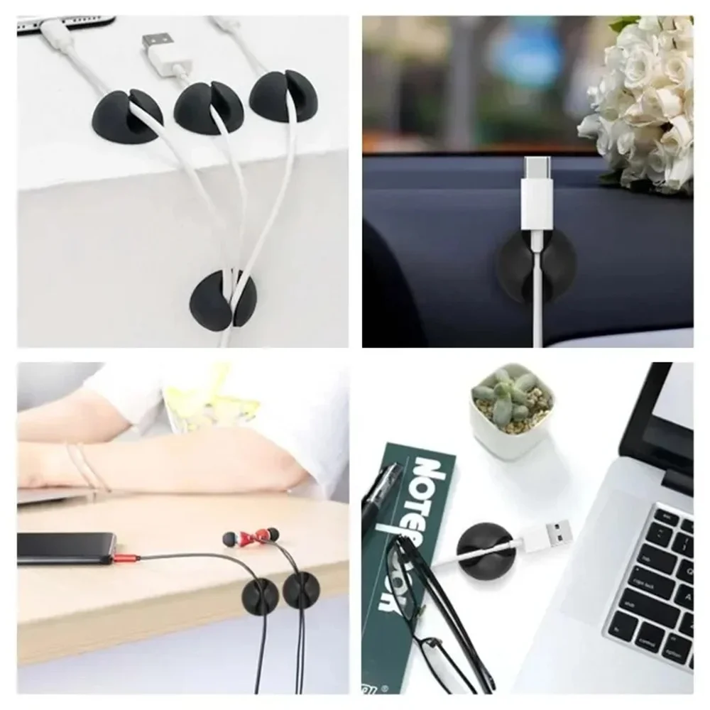 Portable Desktop Cable Clips Adhesive Cable Management Charger Wire Holder Clips Cord Organizers for Home Office Car Nightstand