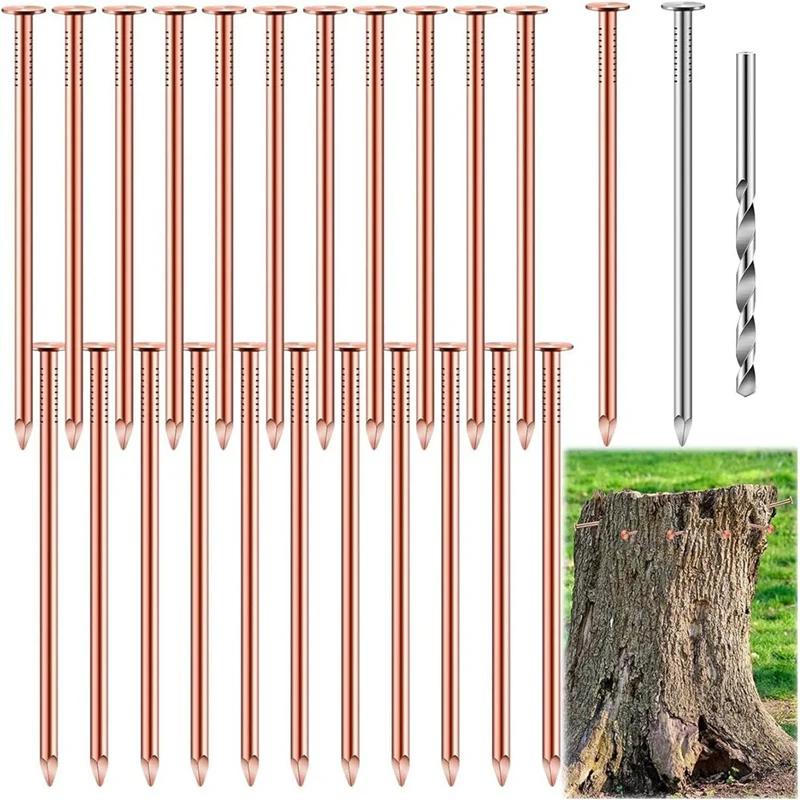 Top!-3.5 Inch Pure Copper Nails Bulk Stump Removal Spikes Hardware Nails For Trees 25Piece