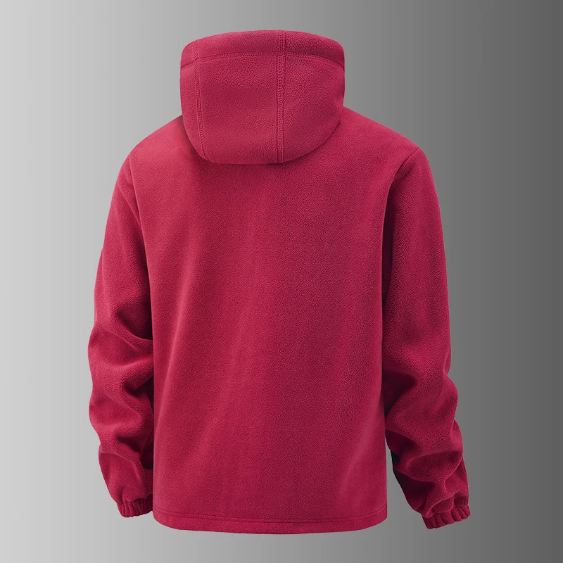 2025 Fleece-Herrenmantel, verdickt, warm, winddicht, lockerer Outdoor-Kragen, Fleece-Kapuzenjacke, norwegisch bedruckt, guter Soldat – Detail 16