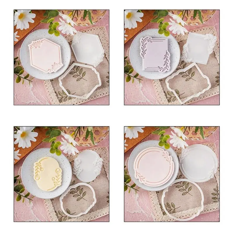 Stampi in silicone per biscotti con cornice con motivi delicati per biscotti creativi dessert